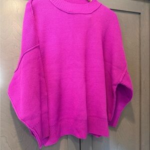 She + Sky Vibrant Pink Turtleneck Sweater